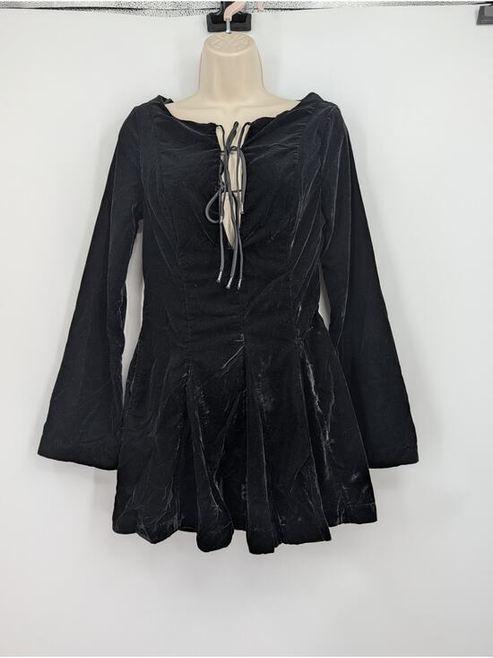 Free People Dresses & Skirts - NWT Free People Linney Velvet Minidress Black 2 Goth Witchy Whimsigoth Punk